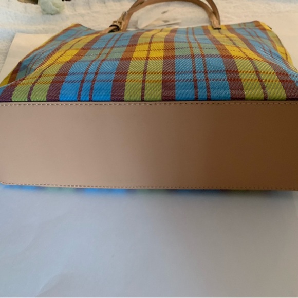 Tory Burch Multicolor Plaid Tote Bag NWT - Picture 3 of 4